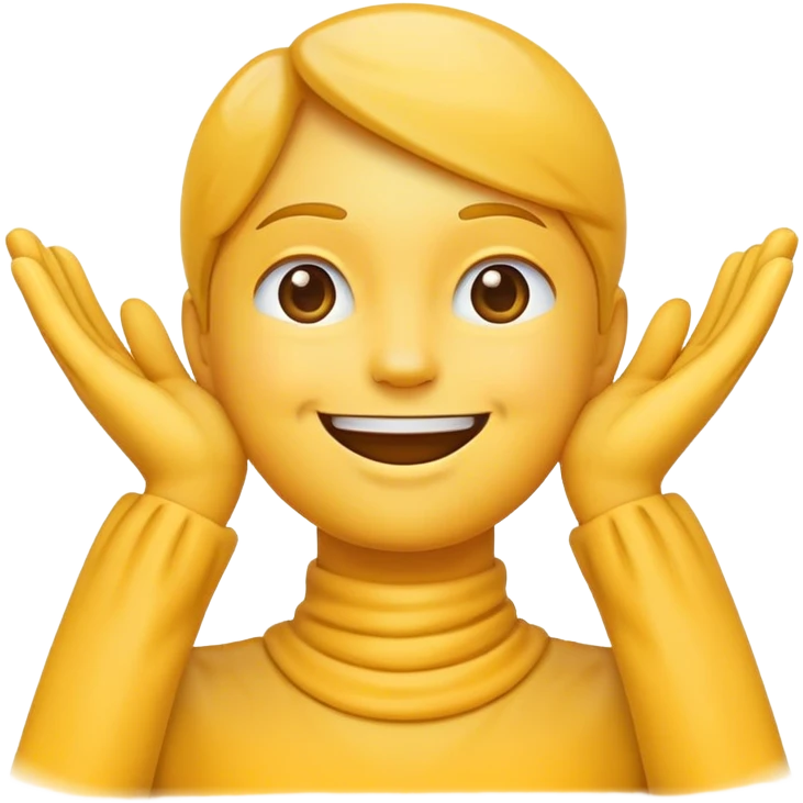 Make a emoji of them smiling and having hands on neck  emoji