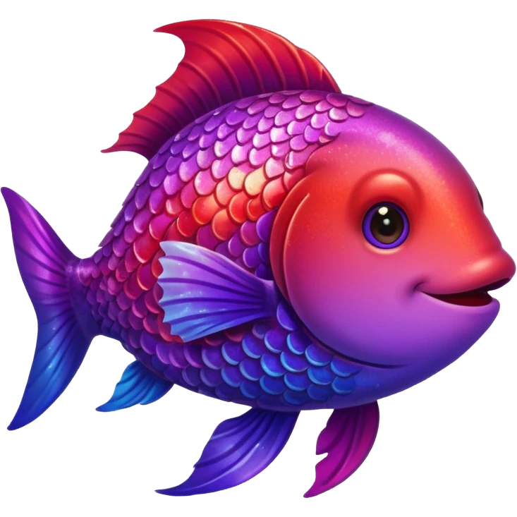 color gradient between red and purple glitter cute happy fish emoji