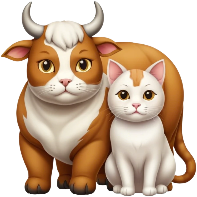 Кошка и бык ждут ребенка emoji
