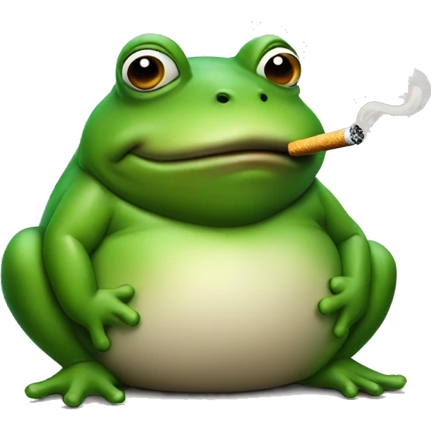 Fat frog smoking a cigarette emoji