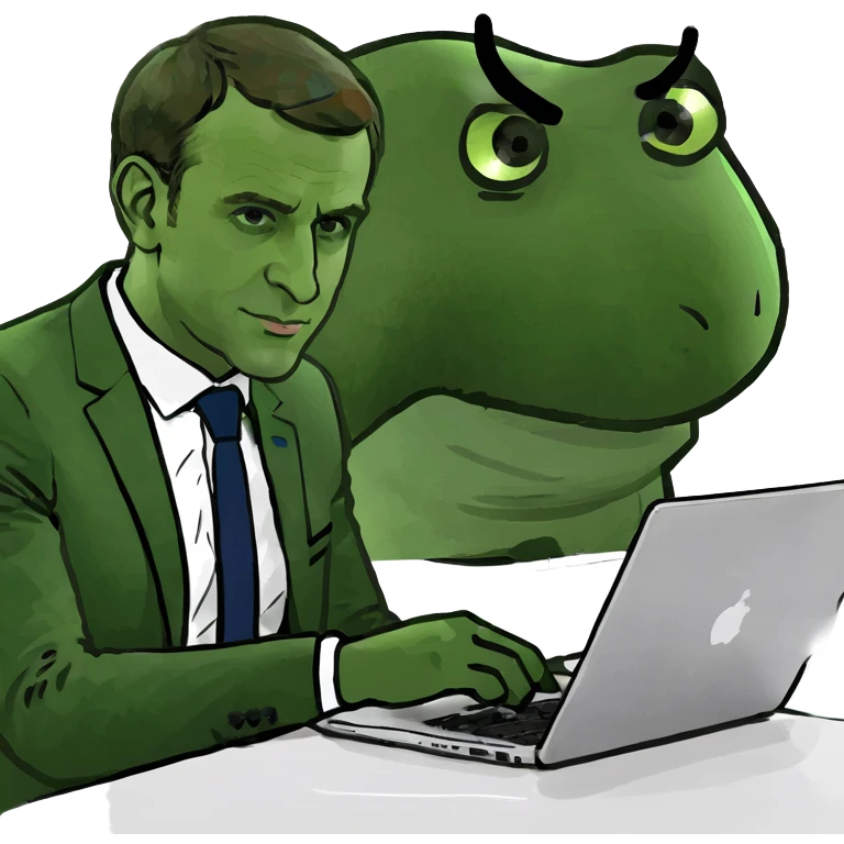 Emmanuel Macron qui travaille sur son ordinateur portable emoji
