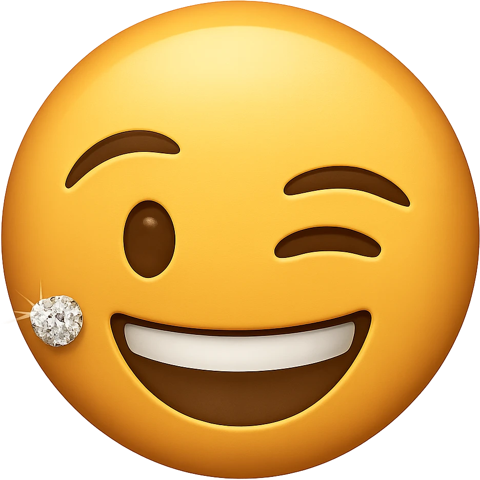 winking face emoji with a sparkling earring emoji
