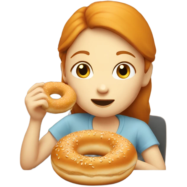 Ginger girl eating a bagel  emoji