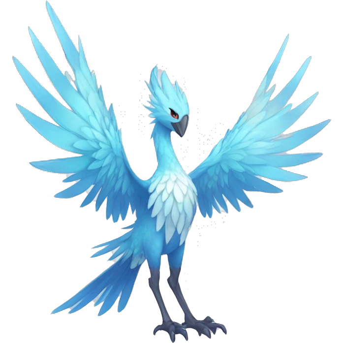 Fantasy legendary godly ice bird Cryo-snow-Phoenix Fakemon full body emoji