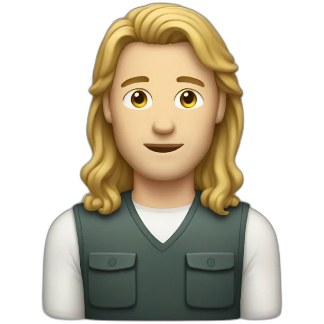 White man with dark blonde mullet emoji