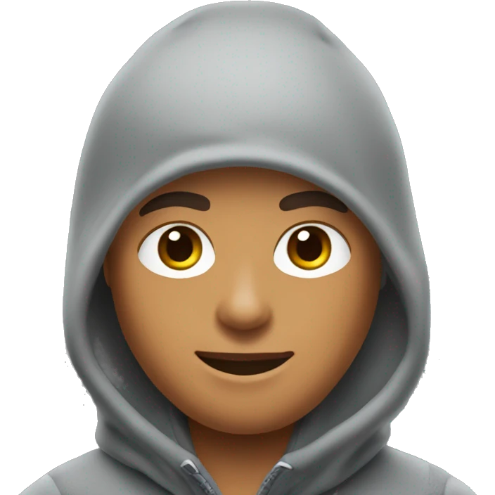 A young guy in a gray nike tech fleece and balaclava  emoji