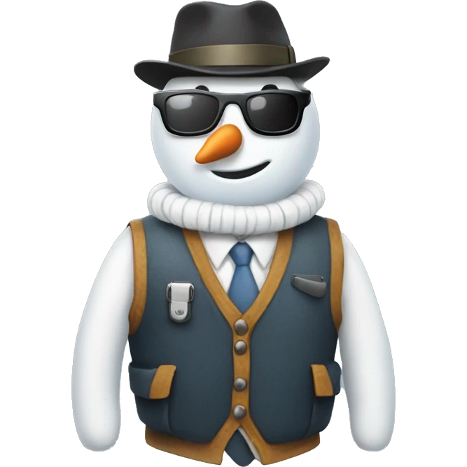 snowman with vest and sunglasses holding a code book emoji