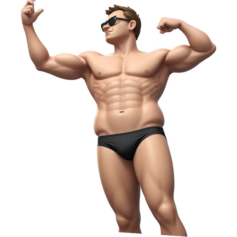 confident boy in swim briefs emoji