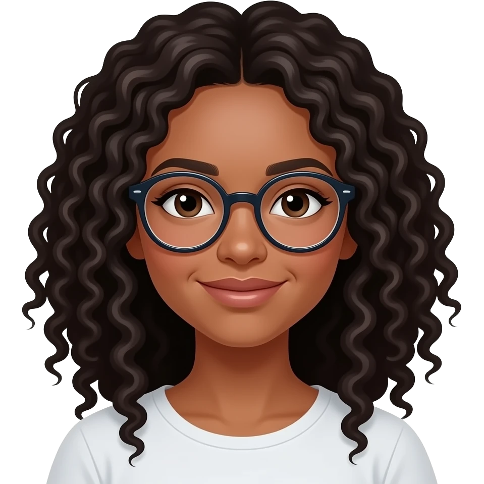 caribbean curly girl with glasses emoji