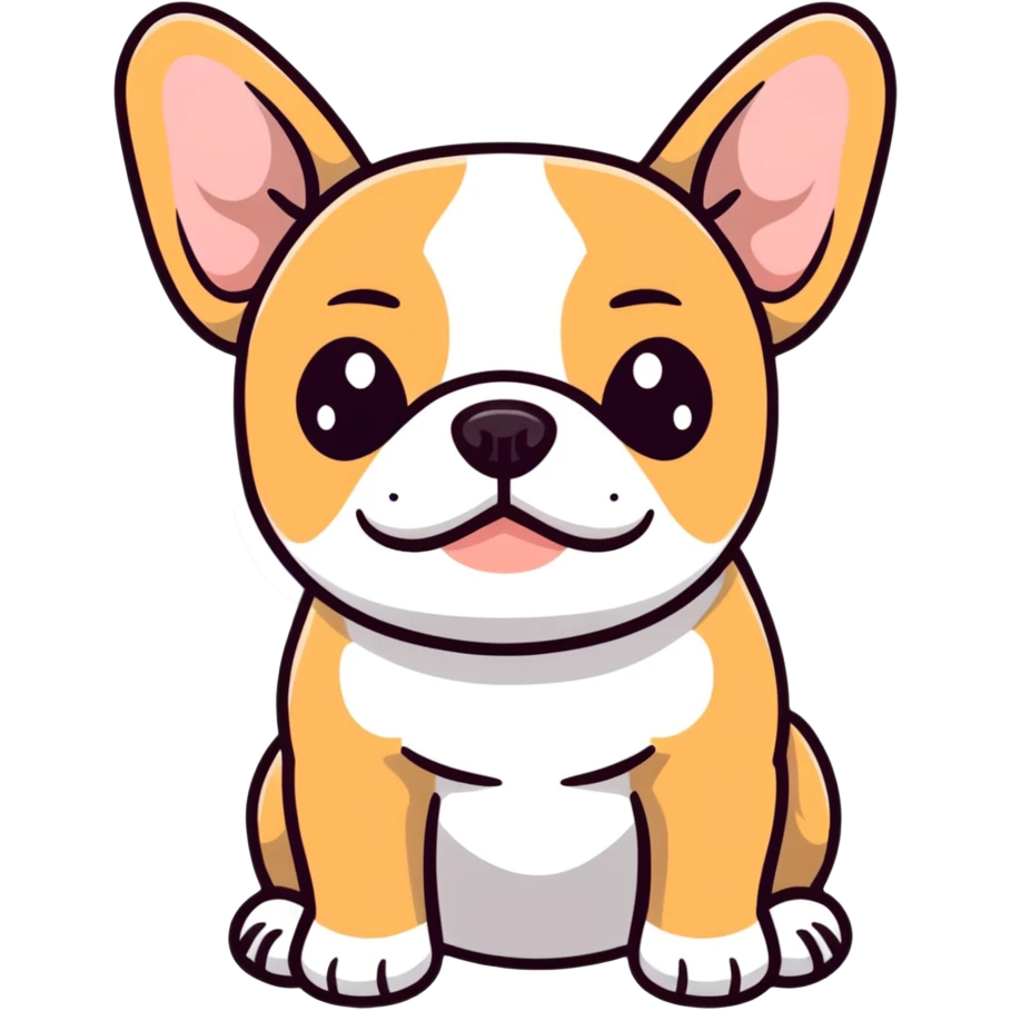 tan French bulldog face, no body, close-up portrait emoji
