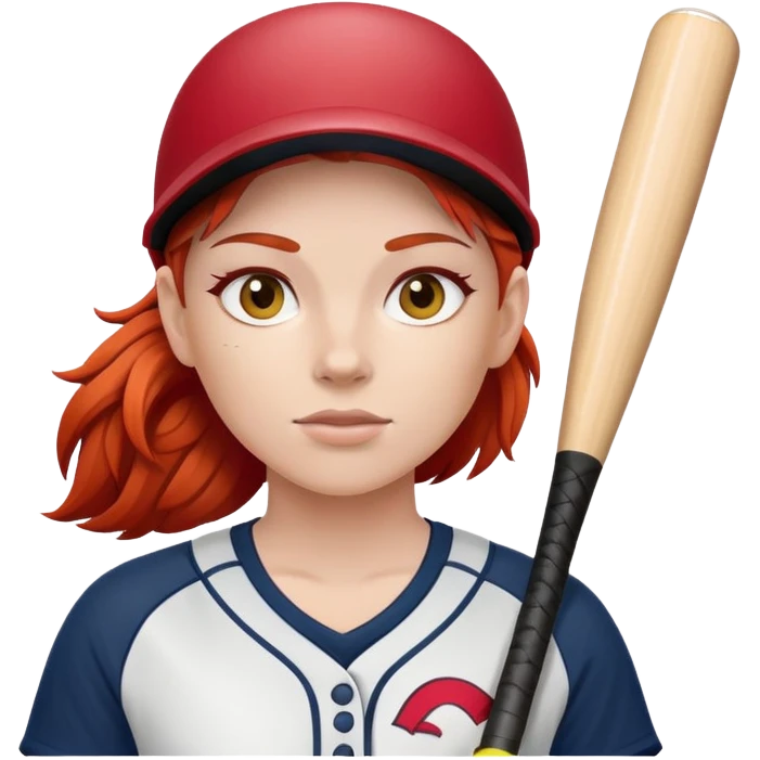 Softball player with red hair emoji