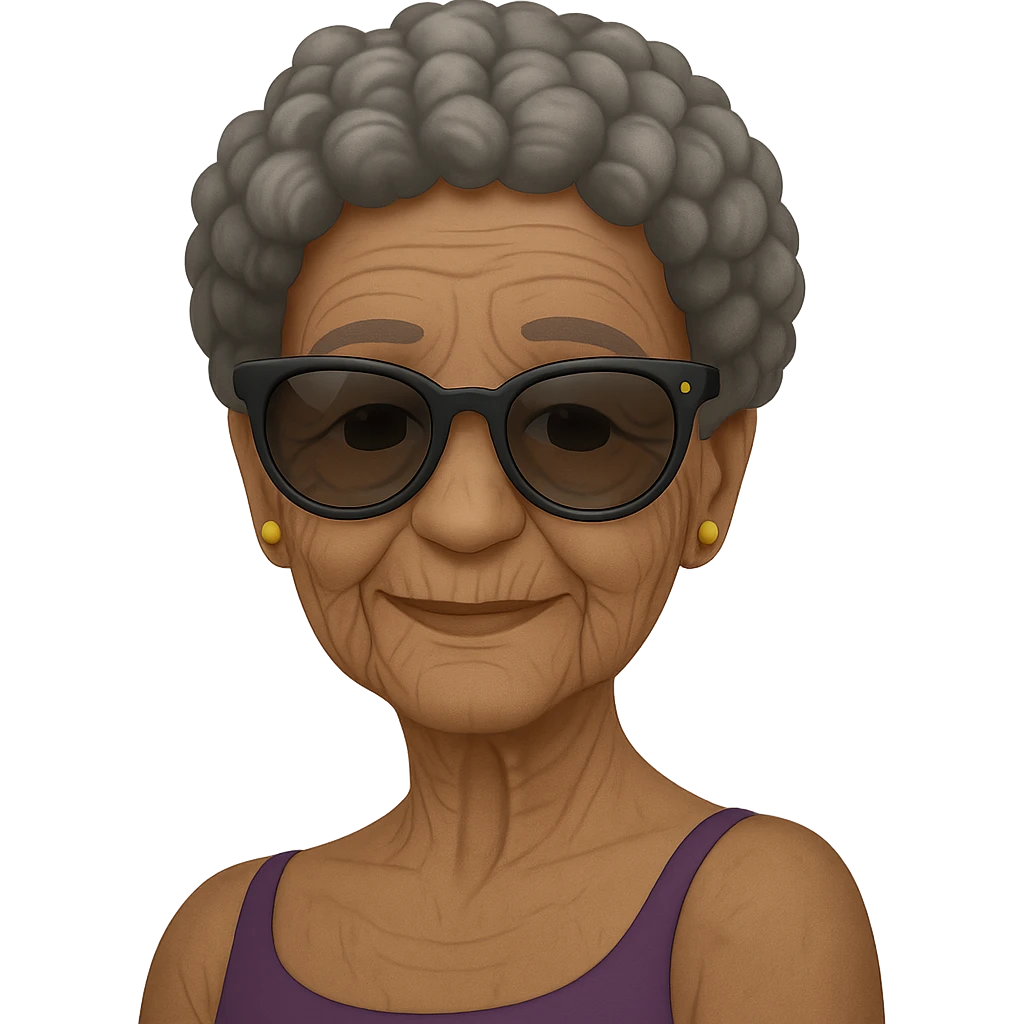 Make the character look old while keeping the same style as the original image. Preserve the transparent background and maintain the overall look and feel of the original style. emoji