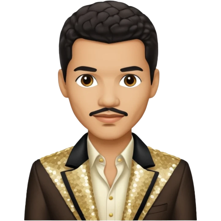 El DeBarge with dark brown hair, cream sequin outfit emoji