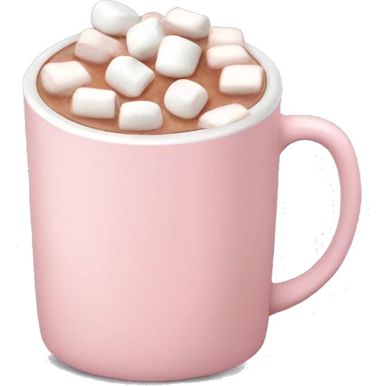 Light Pink mug of hot chocolate with marshmallows  emoji