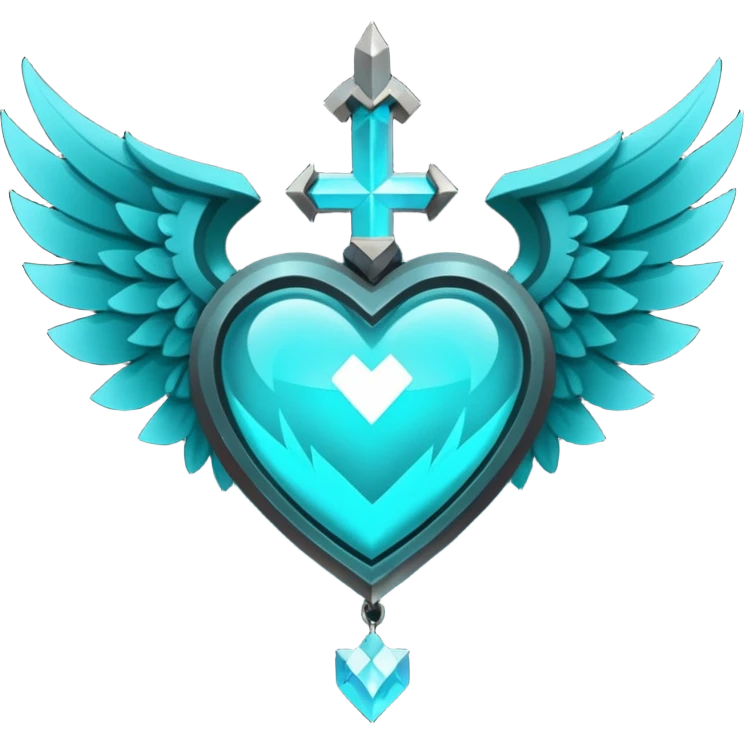 Dark Cyan Winged heart with minecraft warden soul emoji