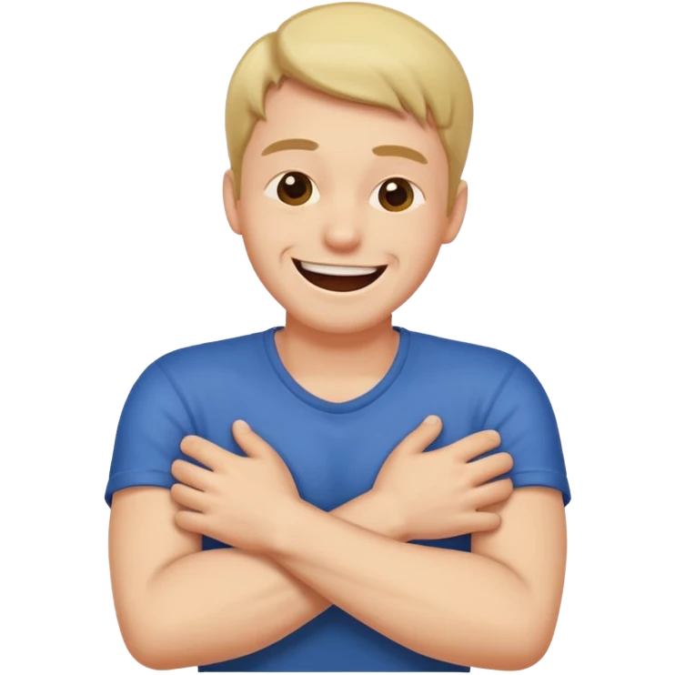 A man crossing his arms strangleing himself while laughing emoji