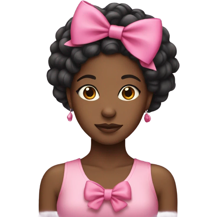 Black girl with a pink bow in her hair  emoji