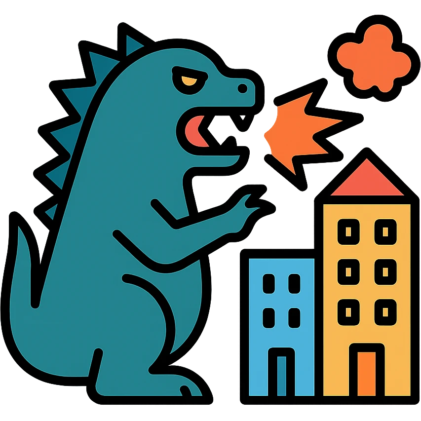 Godzilla attacking a city emoji