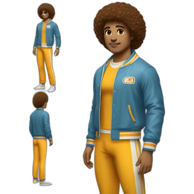 retro 70s gym clothes for a modern white uni student emoji