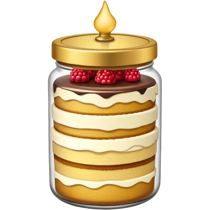 A layered small jar of cake that is gold outline black background ONLY GOLD I just wanted to be an outline on a black screen. emoji