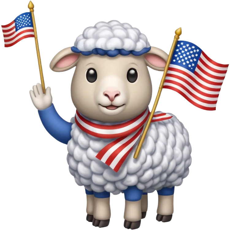 Sheep waves a liberty flag emoji