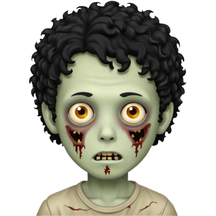 boy zombie with black curly hear emoji