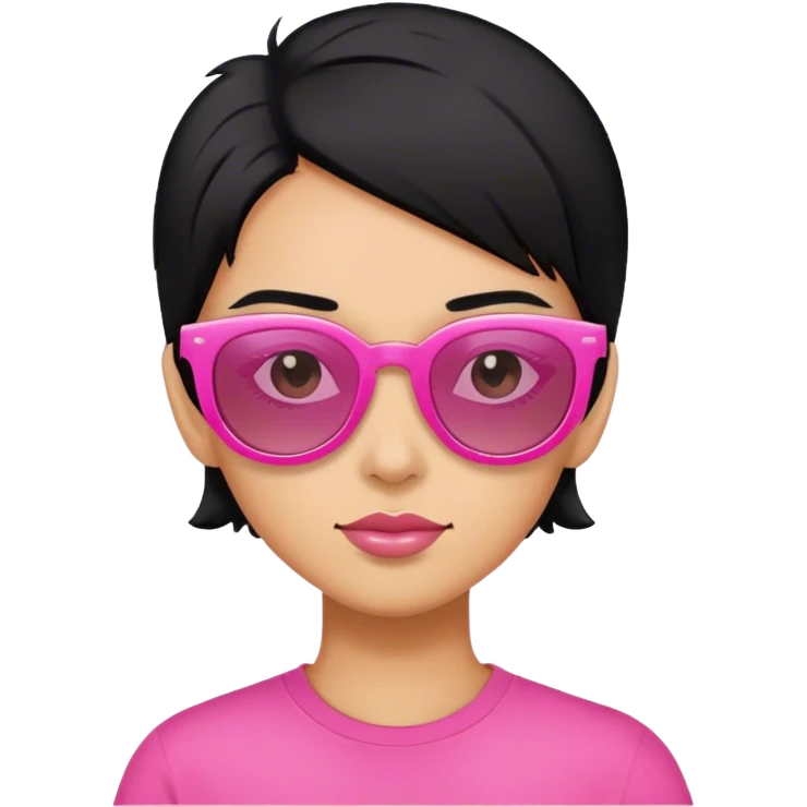 With sunglasses pink and black hair emoji