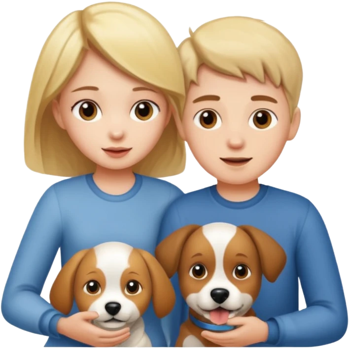 Girl and boy with a dog emoji