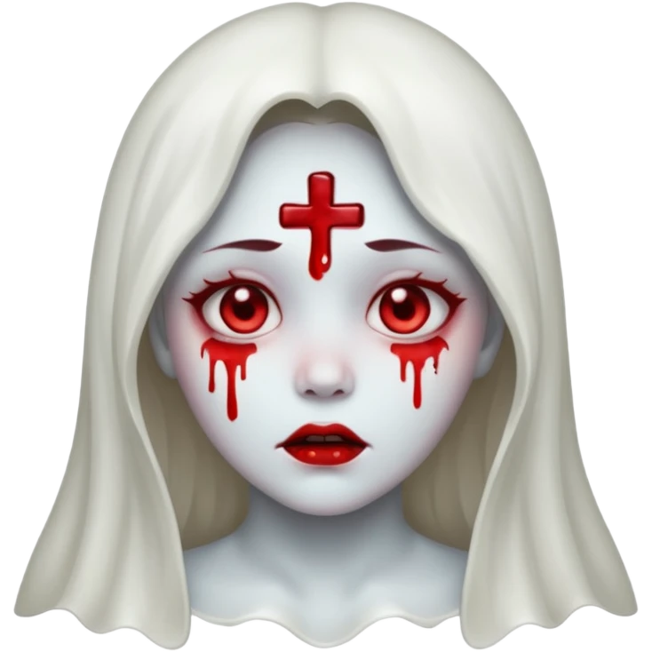 ghost girl face with blood tears emoji