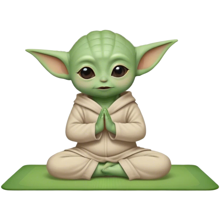 Baby yoda doing yoga on a yoga mat emoji