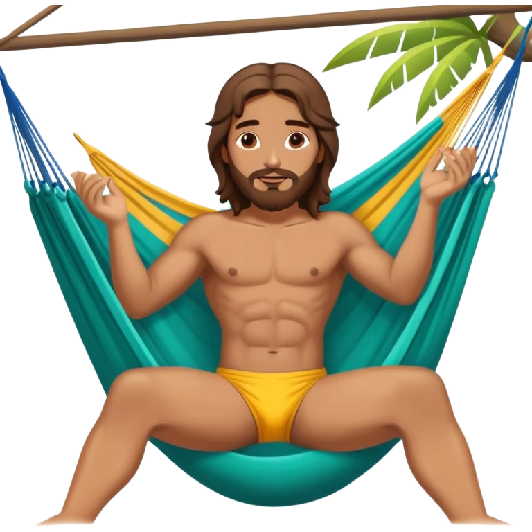Jesus wearing a speedo laying in a hammock emoji