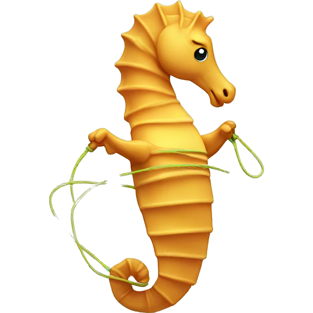 Sea horse doing jump rope emoji