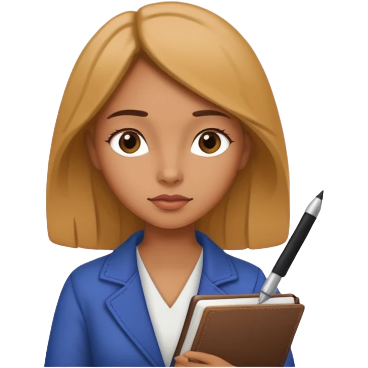 woman with a journal and pen, thoughtful expression emoji