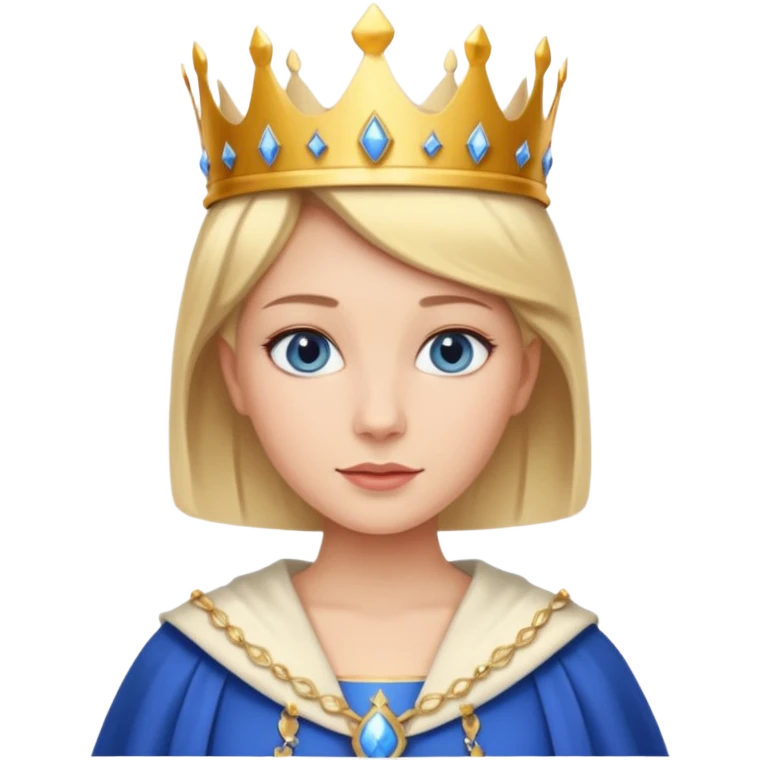 Queen with short blonde hair and blue eyes emoji