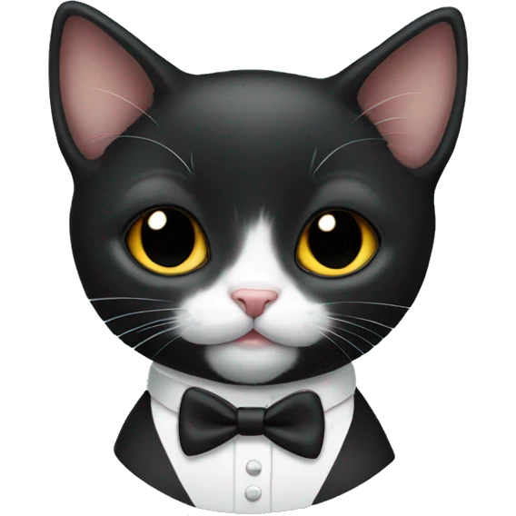 black kitten wearing bow tie emoji