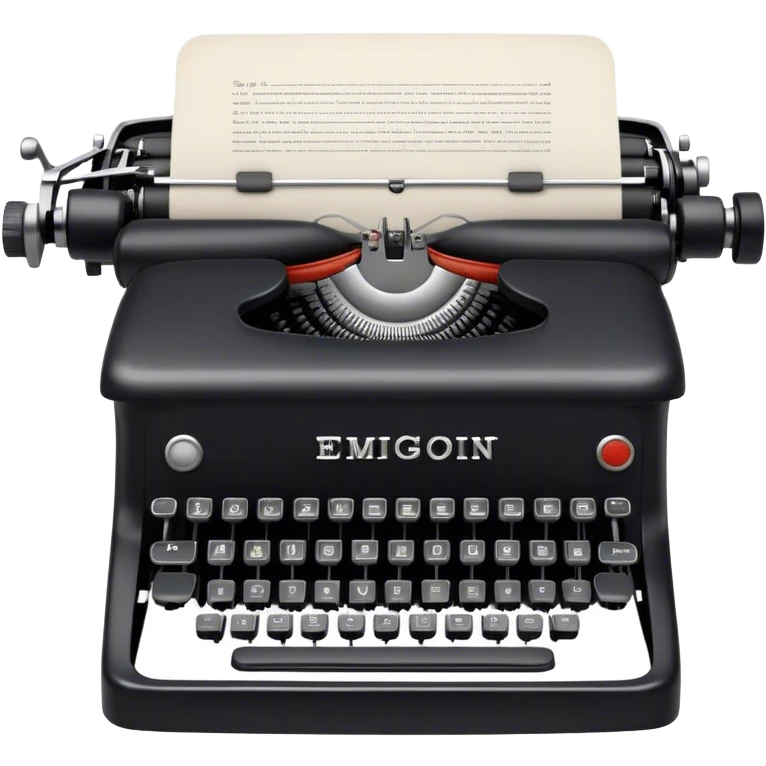 Create an emoji representing screenwriting. The design should feature an open script with visible dialogue and action lines, symbolizing the writing of a screenplay. Include a classic typewriter or a modern writing device, such as a laptop, to signify the process of creating a script. Add a cinema camera next to the script to emphasize the cinematic aspect of screenwriting. Use a professional color palette with black, white, and subtle metallic tones. Do not include any emojis or smiley faces. Make the background transparent. emoji