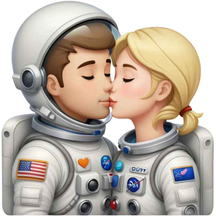 Astronaut couple kissing together  emoji