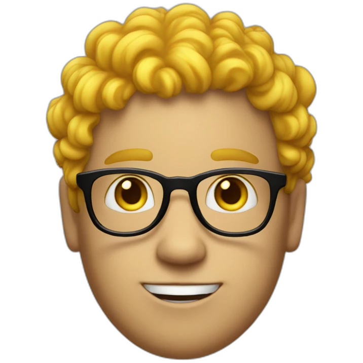 a-silly-boy-with-black-eyeglasses-and-curly-yellow-hair-on-top very less hair-and-white-skin emoji