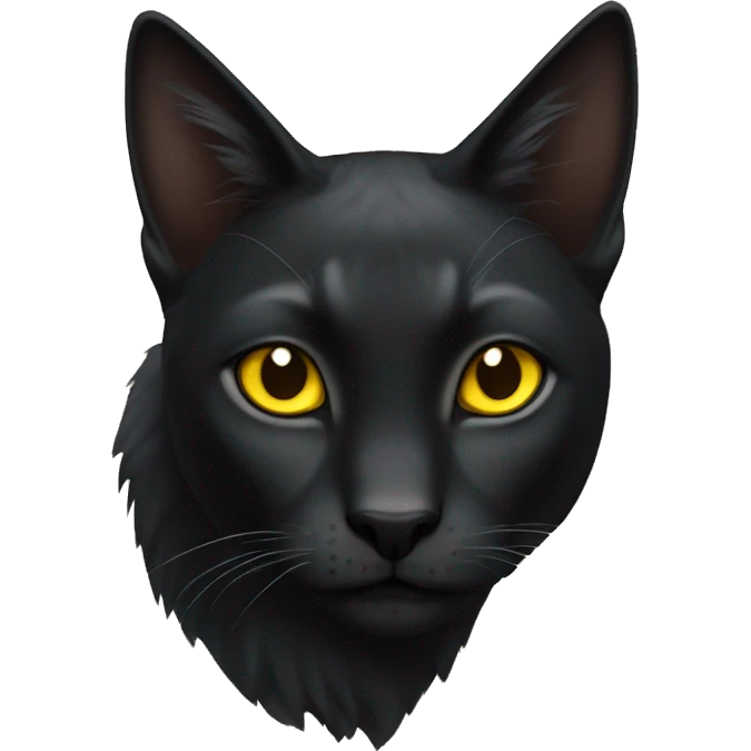 Pointed black ears like lynx sleek solid black furred cat full body yellow eyes  emoji