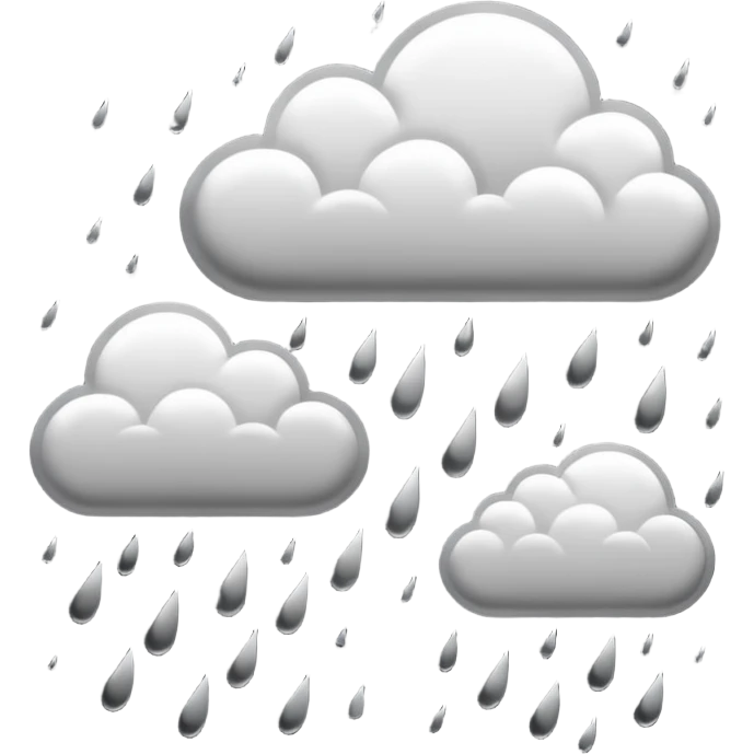 hand drawn rain clouds black and white emoji