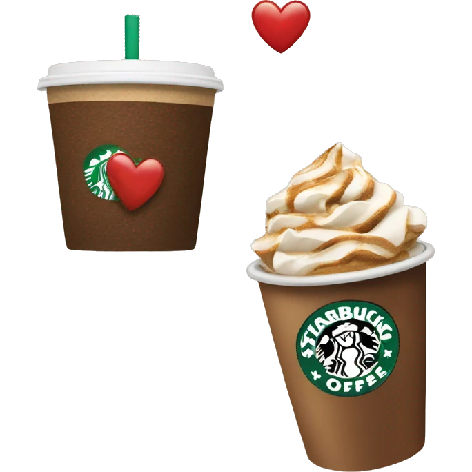 Starbucks coffe and heart emoji
