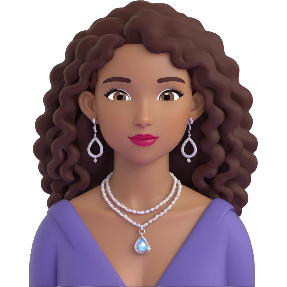 pretty black girl with long curly hair wearing stylish earrings and necklace emoji