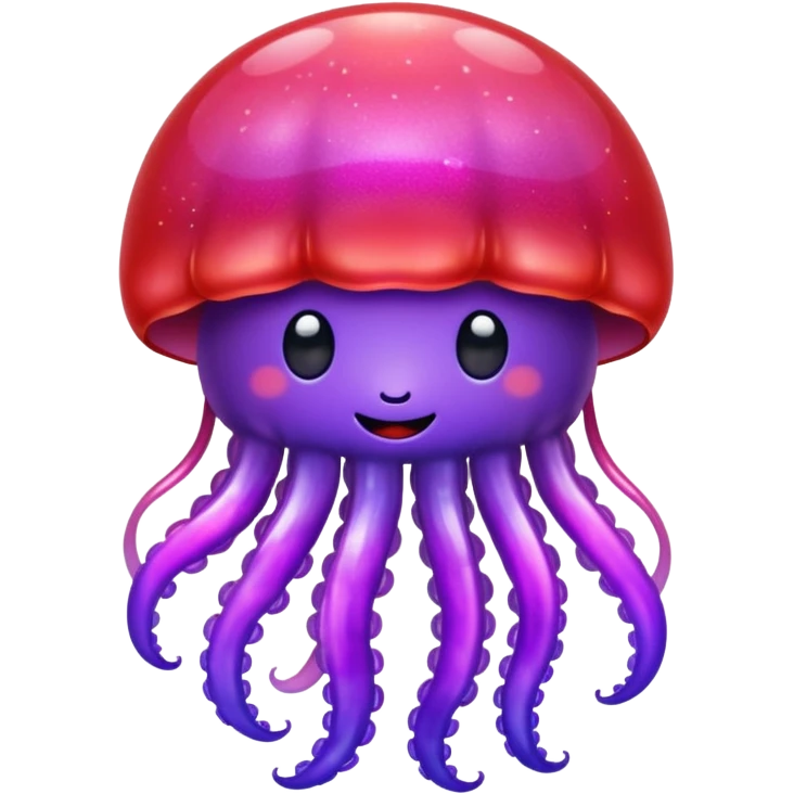 color gradient between red and purple glitter cute happy jellyfish emoji