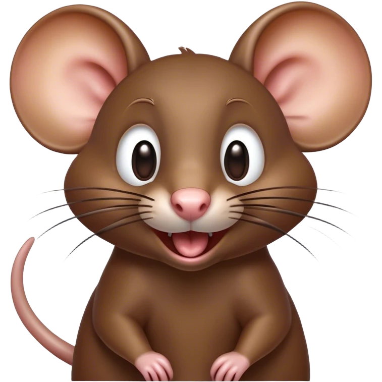 Cinematic Comical Brown Rat Portrait Emoji, Head tilted dramatically with an exaggeratedly amused expression, featuring a striking glossy brown coat with comically large whiskers and wide, expressive eyes filled with playful disbelief, Simplified yet hilariously expressive features, highly detailed, glowing with a slightly sassy glow, high shine, dramatic yet playful, stylized with an air of cheeky urban mischief, soft glowing outline, capturing the essence of a spirited and over-the-top rat that looks ready to scamper its way into internet fame instantly! emoji