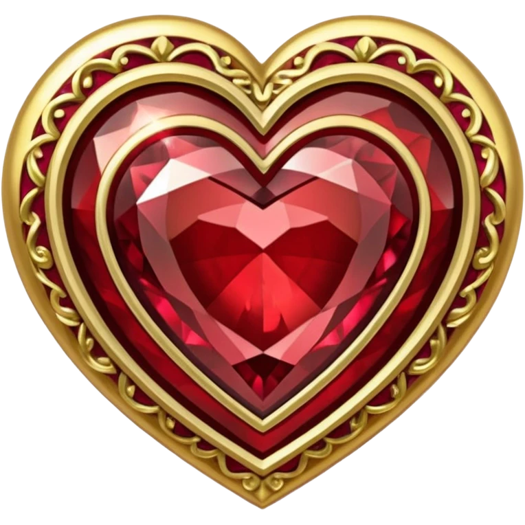 Gold heart with garnet border emoji
