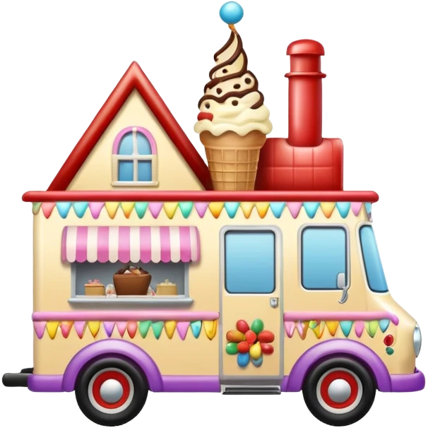 Krazy Klown Jenkins 4wd 1924 racing ice cream with chocolate, nuts and sprinkles dream house food truck  emoji