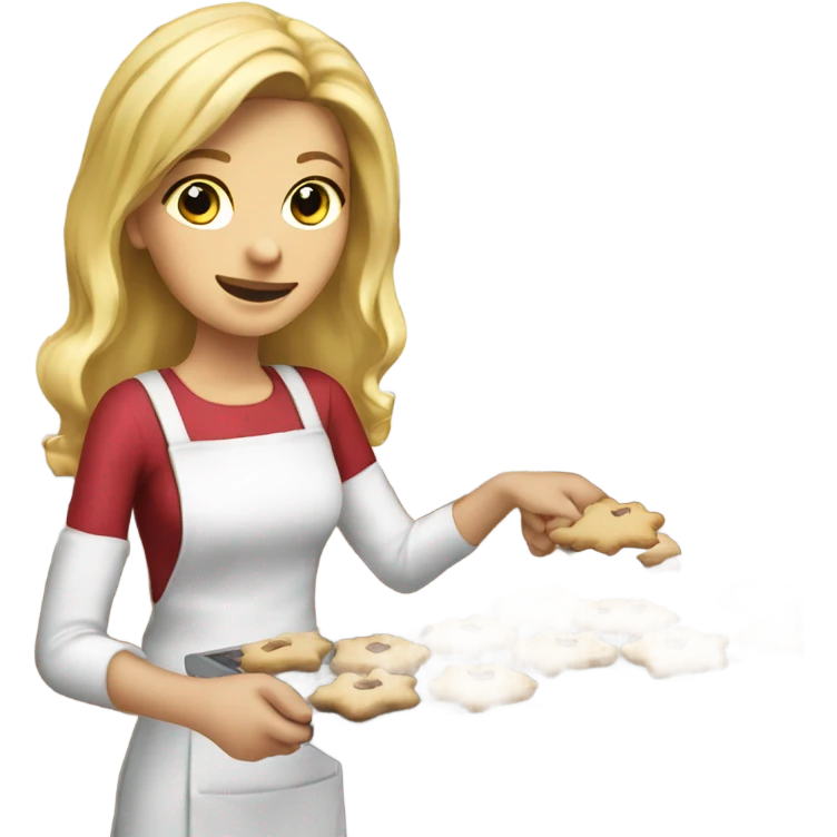 A long blonde haired girl baking Christmas cookies emoji