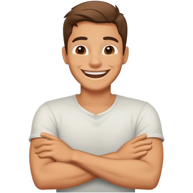 arms Crossed around neck laughing guy emoji