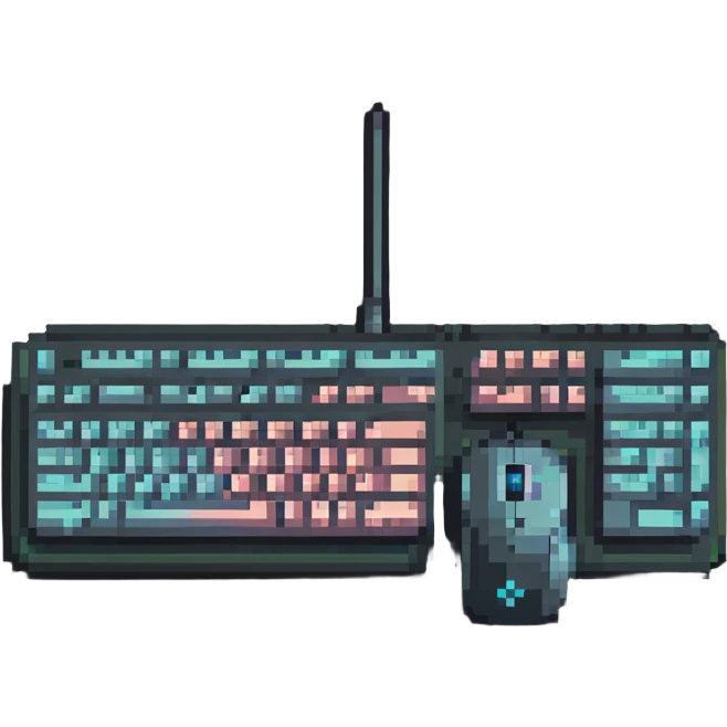 pixel art style compact layout computer mouse and keyboard together emoji