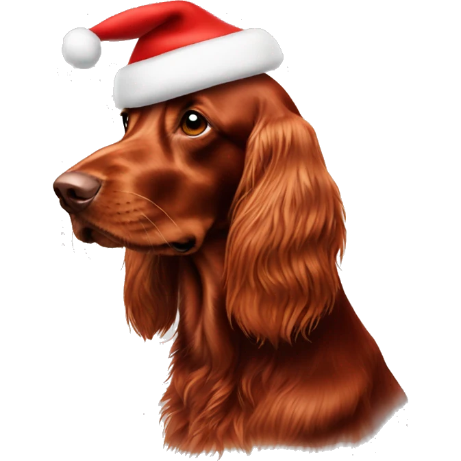 Red setter with Santa hat emoji
